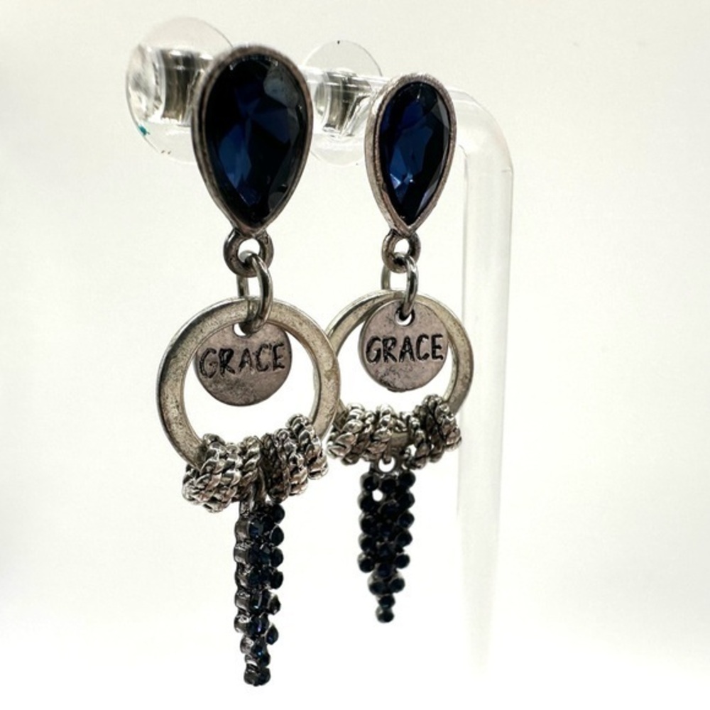 Grace Silver and Blue Earrings Dangling chain earrings